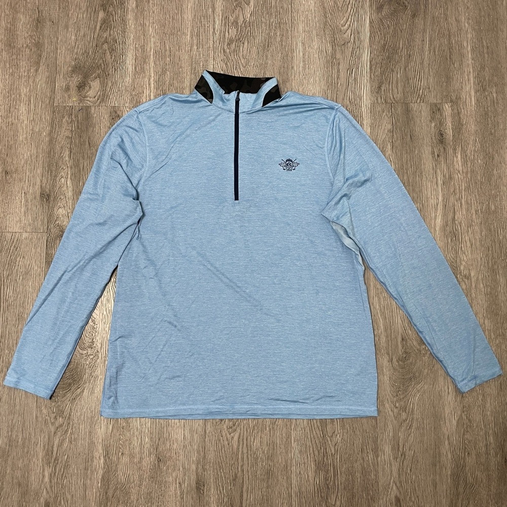 Greyson 1/4 Zip Pullover Men's XL Blue Brrr Cooling Golf Performance Camo Trim